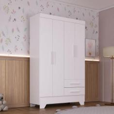 Imagem de Guarda Roupa Infantil 4 Portas 2 Gavetas Catavento Rodial, Branco