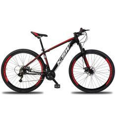 Imagem de Bicicleta Aro 29 Ksw 21v Com Suspensão E Freios A Disco - Preto-vermelho E Branco - 19"