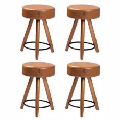 Imagem de Kit 4 Bancos/Banquetas Estofadas Baixas Confortáveis Sala Cozinha Pés 