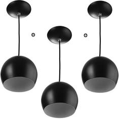 Imagem de Kit 3 Lustres Pendente Bola Media De Alumínio 23cm Soquete E-27 
