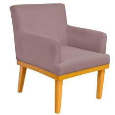 Imagem de Poltrona Decorativa Para Sala de Estar Base Mel Beatriz W01 Suede Rosê - Lyam Decor