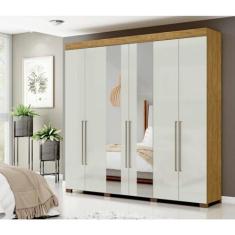 Imagem de Guarda Roupa Casal 6 Portas 2 Gavetas Itá Com Espelho Marrocos/off White