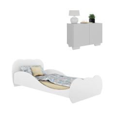 Imagem de Cama Solteiro 100% mdf com Colchão Incluso e Mesa de Cabeceira 2 Portas Multimóveis MP4189