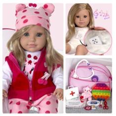 Imagem de Fada Madrinha Boneca Menina Criança Loira Pano Bebe Reborn