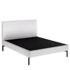 Imagem de Cama Casal Queen Ariel Daf p/ Colchão 158 cm Cabeceira Bouclé Marfim Base Aço Carbono Preto