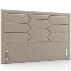 Imagem de Cabeceira Cama Box Queen 160cm Estofada Nora P05 Veludo Bege