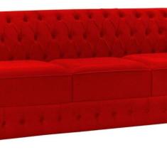Imagem de Namoradeira Chesterfield Bourbon Veludo 3 Lugares Vermelho