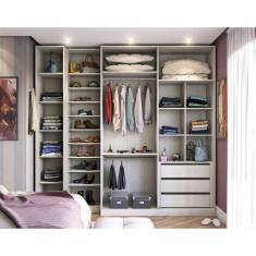 Imagem de Guarda Roupas Closet Aberto 3 Módulos Com 3 Gavetas 2 Cabideiros Prime Luciane Móveis