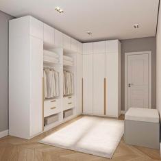 Imagem de Guarda-roupa Modulado 10 Peças 14 Portas Jade Cabecasa Madeiramadeira Branco Fosco