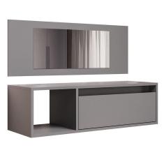 Imagem de Penteadeira Camarim Com Espelho Suspensa 90cm 1 Porta Elle M24 Grafite - Mpozenato