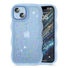 Imagem de Jusnfu Capa para iPhone 12 Pro, linda capa de proteção completa para iPhone 12 Pro com glitter e brilho ondulado para mulheres e meninas, fina e macia TPU à prova de choque, capa protetora completa
