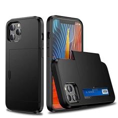 Imagem de Para iPhone 13 12 11 Pro Max Mini X XR 7 8 Plus SE 2020 Resistente a Quedas Slot para Cartão Carteira para Celular Capa para Smartphone, Preto, Para iPhone XS Max