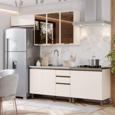 Imagem de Cozinha Compacta Connect 9 Portas 2 Gavetas com Vidro 100% Mdf Off White - Henn
