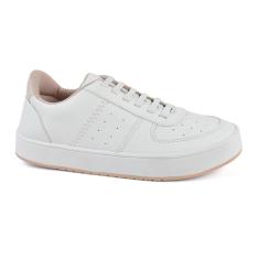 Imagem de Tenis Feminio Sapatenis Branco Rose Godiva Cadarço Elastano Confortavel Reforçado-Feminino