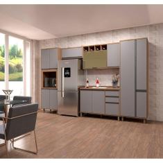 Imagem de Armário de Cozinha Completa 5 Peças com Tampo Vanilla com Cinza Puro Isa Luciane Móveis