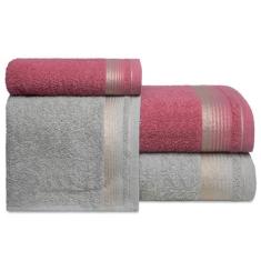Imagem de Jogo de Toalhas Gigante 4 Peças 380g/m2 100% Algodão - Sublime (Terracota + Gris)