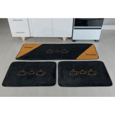 Imagem de Jogo de Tapete de Cozinha Pimenta Café 3 Peças Antiderrapante