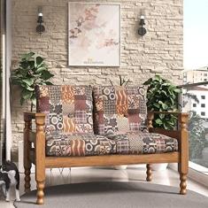 Imagem de Namoradeira 2 Lugares Madeira Maciça Liz Multimóveis Cr7002.t66 Imbuia/floral