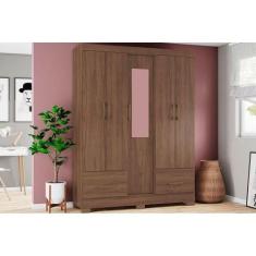 Imagem de Guarda Roupa Solteiro 5 Portas E 2 Gavetas C/ Espelho E Pés Briz B60 C