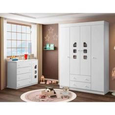 Imagem de Guarda-Roupa 4 Portas + Cômoda 4 Gavetas Ana Livia - Phoenix Baby - Branco