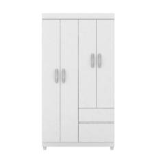 Imagem de Guarda-roupa 4 Pts 2 Gavetas Lotus Branco/rosa  Demóbile Branco/rosa