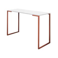 Imagem de Mesa Escrivaninha Mesa de Estudos Stan Home Office Ferro Bronze MDF Branco - Ahz Móveis