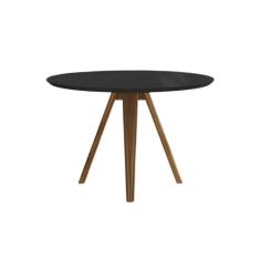 Imagem de Mesa De Sala Jantar Duna Madeira Maciça C- Tampo Madeirado C- Vidro 105x105cm Carvalho-preto Fosco-vidro Preto - Kappesberg