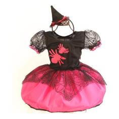 Imagem de Vestido Fantasia Infantil Halloween Bruxinha e Tiara - Pingo de Gente 