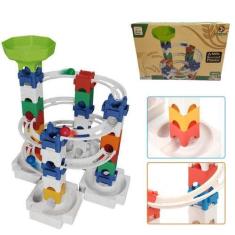 Imagem de Brinquedo Educativo Rola Bolinha Blocos Montar Pista 45 Pçs - Tesla St