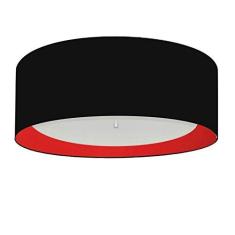 Imagem de Plafon Cilíndrico Md-3008 Cúpula em Duplo Tecido 60x25cm Preto / Vermelho - Bivolt