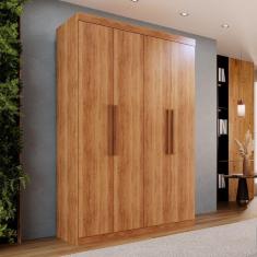 Imagem de Guarda-roupa Solteiro 4 Portas 3 Gavetas Espanha - Mais Móveis Cor Cinamomo