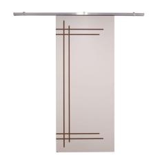 Imagem de Porta De Correr Branco Prime Frisada Kit Alumínio F05 - 210x90