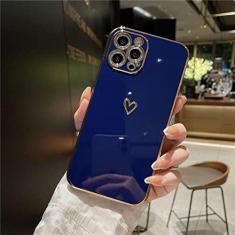 Imagem de Estojo macio à prova de choque para celular Plating Love Heart para iPhone 14 13 12 11 Pro Max X XR XS 7 8 Plus SE 3 Lens Camera Protective Cover, Blue, For iPhone 14Plus