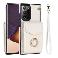 Imagem de Capa de telefone com anel de carteira de couro para Samsung Galaxy S22 Ultra S21 Plus S20 Note20 A52S A72 A33 A53 A13 A12 A51 Capa branca para Samsung Note20