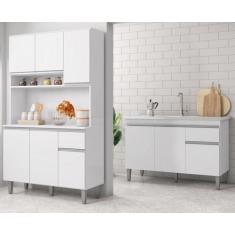 Imagem de Balcão De Pia Tatiane 120M Com Tampo Mdp E Cozinha Kit Márcia Compacta