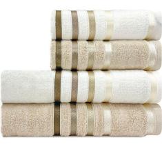 Imagem de Jogo De Toalhas 4 Peças - Banho + Rosto Algodão Fio Penteado Lumina Ka