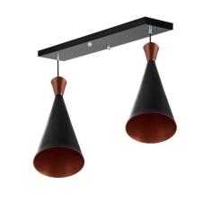 Imagem de Lustre Pendente Funil Duplo Base Retangular /Cobre - Marryluz