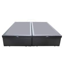 Imagem de Cama Box Baú Casal Bipartido Blindado Sintético Cinza Com Pistão A Gás