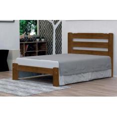 Imagem de Cama De Casal Luna De Madeira Maciça Angelim Pedra/Tauari - Cor Imbuia