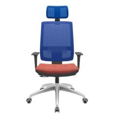 Imagem de Cadeira Office Brizza Tela Azul Com Encosto Assento Concept Rose Relax