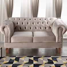Imagem de Sofá 2 Lugares Decoração Sara Recepção Dom Pedro Chesterfield Cinza Capuccino
