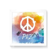 Imagem de Arte Maníacos Quadro Decorativo Paz Aquarela - 30x30cm (Moldura em laca )