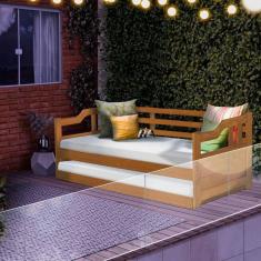 Imagem de Sofá Cama De Madeira Maciça Solteiro Imbuia Juno Shop JM