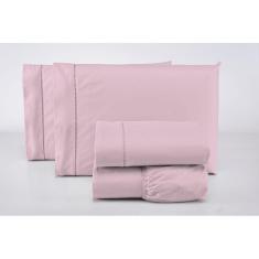 Imagem de Jogo Lençol Solteiro 3 Peças 100% Algodão 400 Fios Rosa
