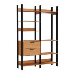 Imagem de Guarda Roupa Closet Aberto 1 Cabideiro 2 Gavetas Em 100% Mdf Freijó Preto Fosco Dalla Costa