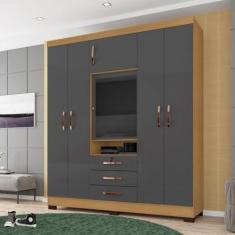 Imagem de Guarda Roupas Capelinha 6 Portas e 3 Gavetas Gales Carvalho Americano/Grafite