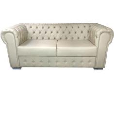 Imagem de Sofá Chesterfield Capitonado Em Material Sintético Bege - 2 Lugares -