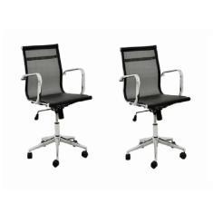 Imagem de Conjunto 2 Cadeiras de Escritório com Rodízio Office Sevilha Rivatti Móveis Preto