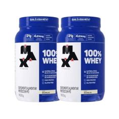 Imagem de Kit 2 100% Whey Max Titanium Pote 900g Baunilha Suplemento