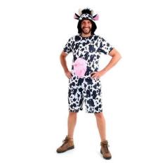 Imagem de Fantasia De Vaca Masculina Curta Com Chifres E Tetas - Sulamericana